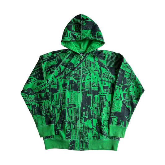 Stussy green city zipup hoodie (M)