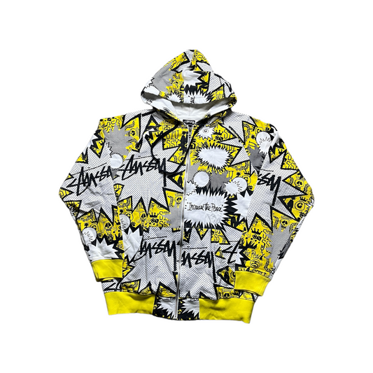 Stussy yellow speech bubble zipup (M+L)