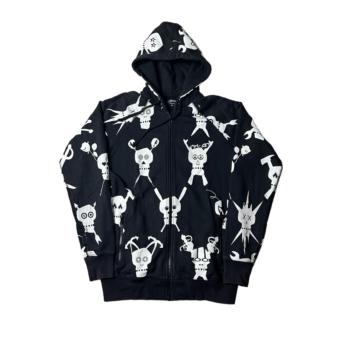 Stussy X Futura black and white zipup hoodie (S)