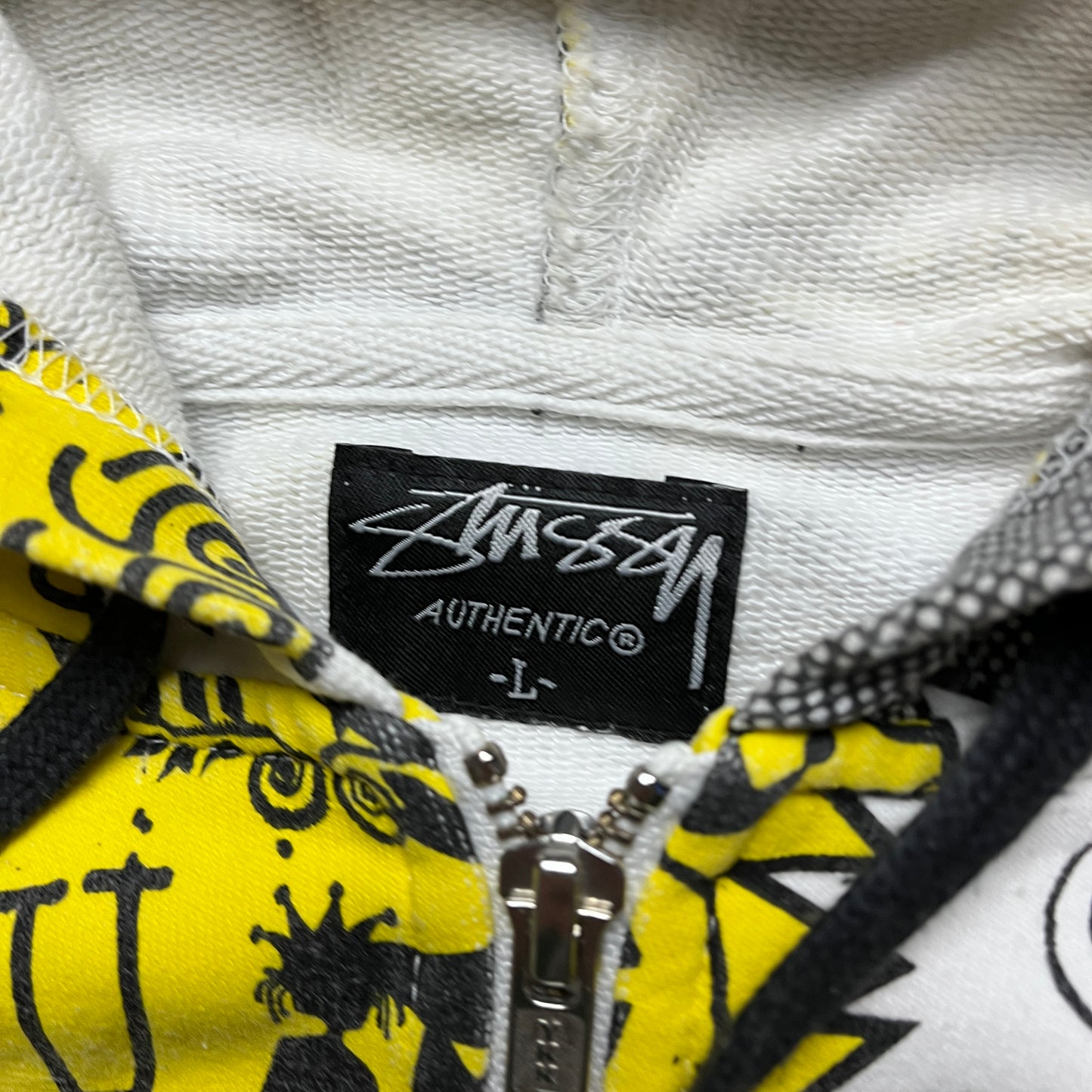 Stussy yellow speech bubble zipup (M+L)