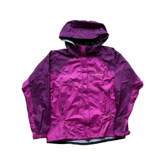 Montbell two tone purple spellout shell jacket