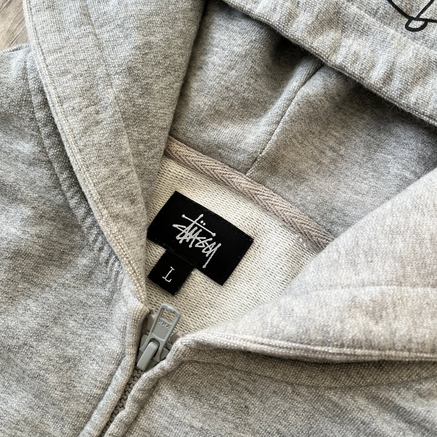 Stussy grey cartoon graphic zipup hoodie (L)